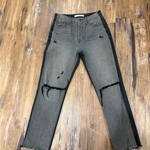 Edgy Black and Gray Straight Leg Jeans